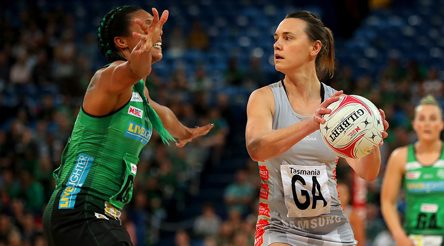Magpies Netball goal attack Nat Medhurst takes on the West Coast Fever in Round 12