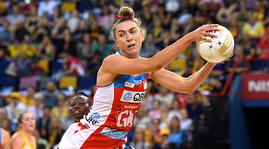 Sarah Klau of the Swifts takes an intercept during the Super Netball Grand Final match between the Sunshine Coast Lightning and the Sydney Swifts at the Brisbane Entertainment Centre on September 15, 2019 in Brisbane, Australia. 