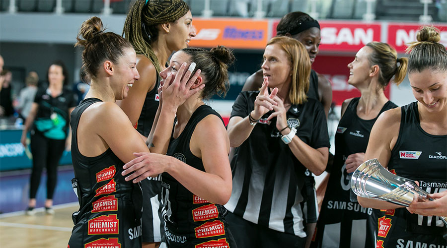 Kelsey Browne celebrating a win with her sister and team mate Madi Browne