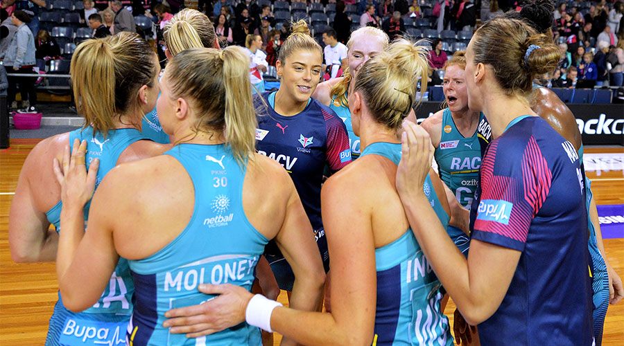 The Vixens in a team huddle