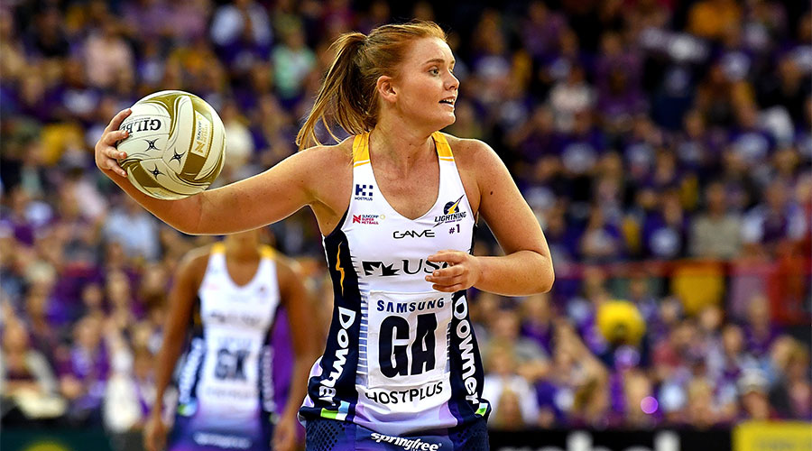Steph Wood with the ball in the 2018 finals series