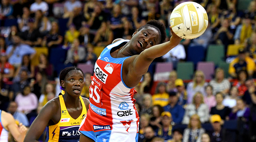  Sam Wallace of the Swifts in action during the Super Netball Grand Final match between the Sunshine Coast Lightning and the Sydney Swifts at the Brisbane Entertainment Centre on September 15, 2019 in Brisbane, Australia.