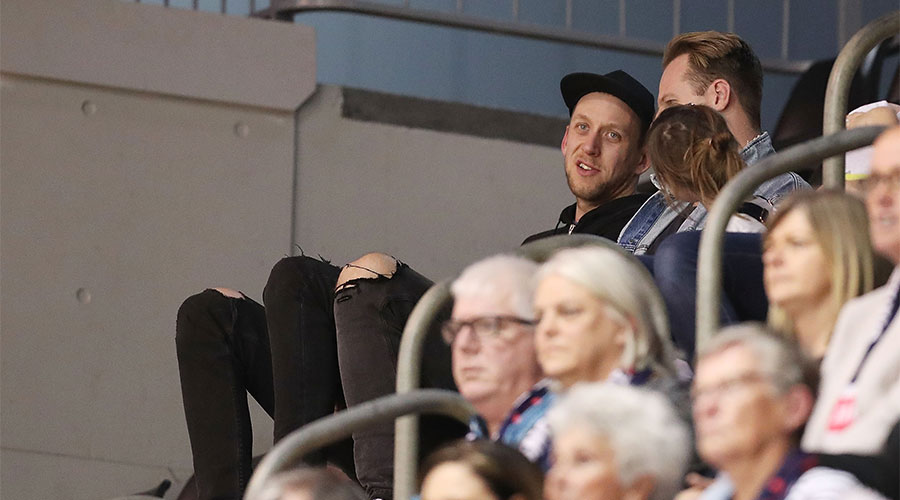 NBA Superstar Joe Ingles watching wife Renae Ingles at the Vixens and Giants game