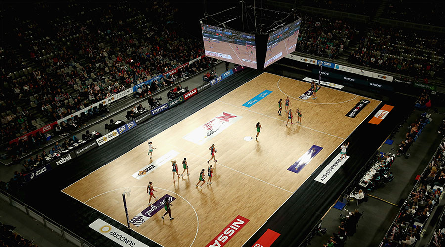Ariel shot of Hisence Arena, the home court for the Melbourne Vixens