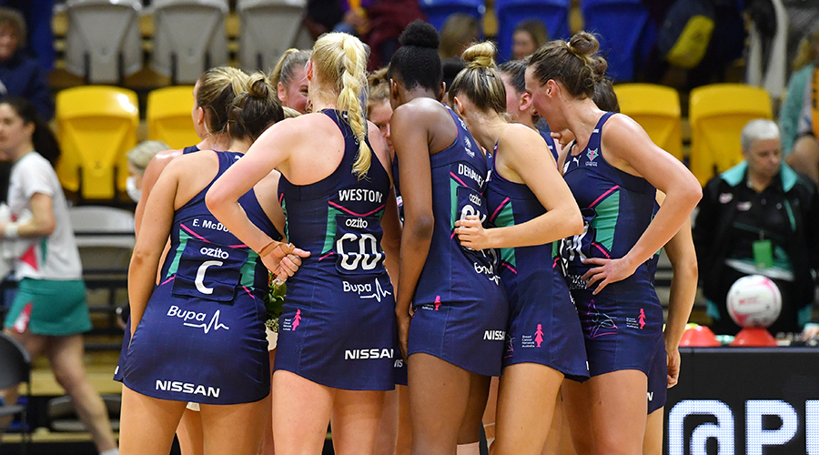 Vixens players are seen after winning the Round 3 Super Netball match between the Melbourne Vixens and Sunshine Coast Lightning at USC Stadium, Sunshine Coast, Wednesday, August 12, 2020.