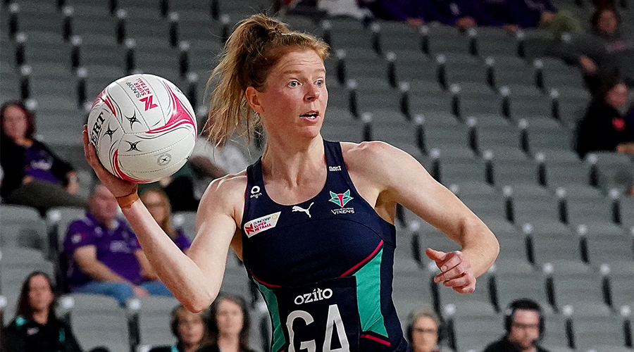 Tegan Philip of the Vixens during the round 5 Super Netball match between the West Coast Fever and the Melbourne Vixens at Nissan Arena, Brisbane, Tuesday, August 18, 2020.