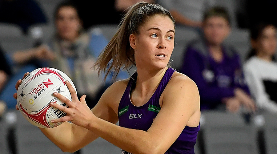 Kim Jenner of the Firebirds in action during the Round 8 Super Netball match between the Queensland Firebirds and Adelaide Thunderbirds at Nissan Arena in Brisbane, Sunday, August 30, 2020. 