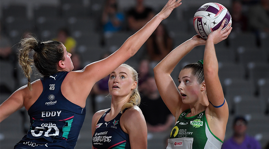 Alice Teague-Neeld of the Fever shoots during the Round 10 Super Netball match between the Melbourne Vixens and West Coast Fever at Nissan Arena in Brisbane, Saturday, September 5, 2020.
