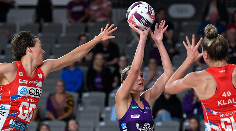 Tippah Dwan of the Firebirds shoots during the Round 10 Super Netball match between the NSW Swifts and Queensland Firebirds at Nissan Arena in Brisbane, Saturday, September 5, 2020. 