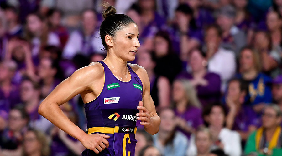 Kim Ravaillion of the Firebirds looks on during the Round 1 Super Netball match between the Queensland Firebirds and NSW Swifts at Nissan Arena in Brisbane, Sunday, May 2, 2021