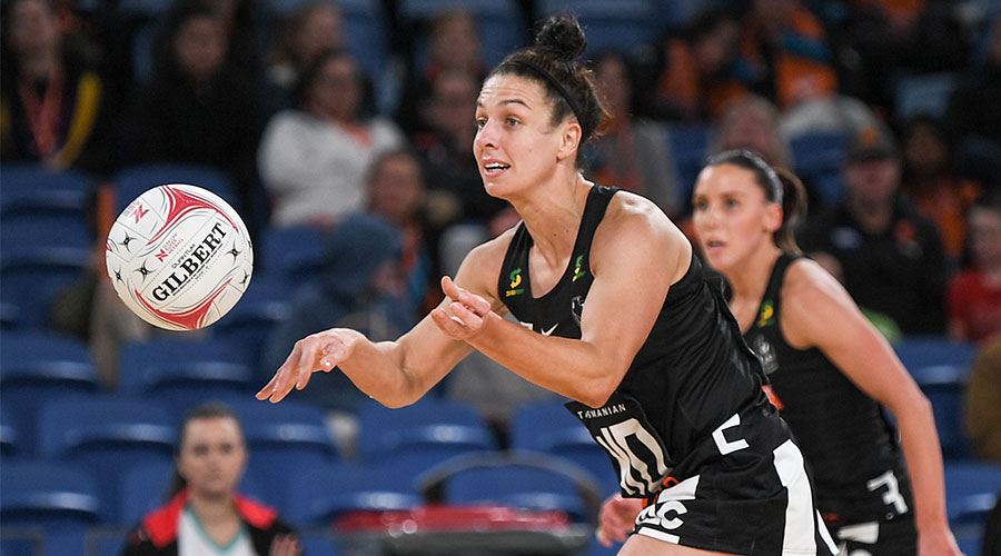 Ash Brazill of the Magpies during the Round 7 Super Netball match between Collingwood Magpies and Melbourne Vixens at Ken Rosewall Arena in Sydney, Saturday, June 12, 2021.