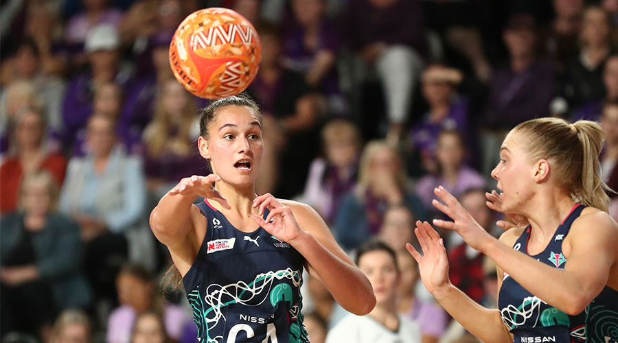 Rahni Samason of the Vixens in action during the Round 5 Super Netball match between the Queensland Firebirds and the Melbourne Vixens at Nissan Arena in Brisbane, Saturday , May 29 , 2021 .