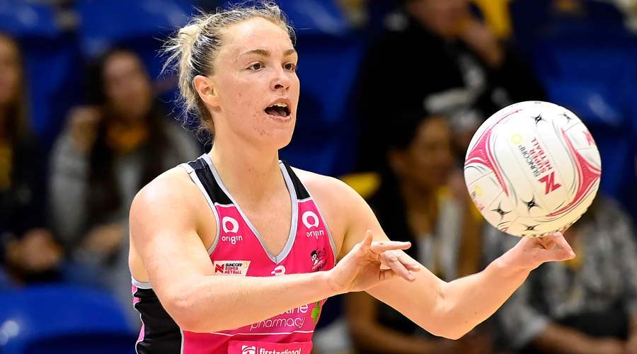 Hannah Petty of the Thunderbirds in action during the round 5 Super Netball match between the Collingwood Magpies and the Adelaide Thunderbirds at USC Stadium, Sunshine Coast, Wednesday, August 19, 2020.