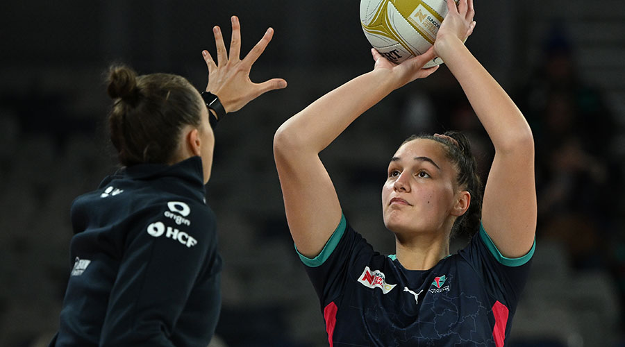 Rahni Samason of the Vixens warms up during the Super Netball Major Semi Final match between the Melbourne Vixens and the West Coast Fever at John Cain Arena in Melbourne, Saturday, June 18, 2022.