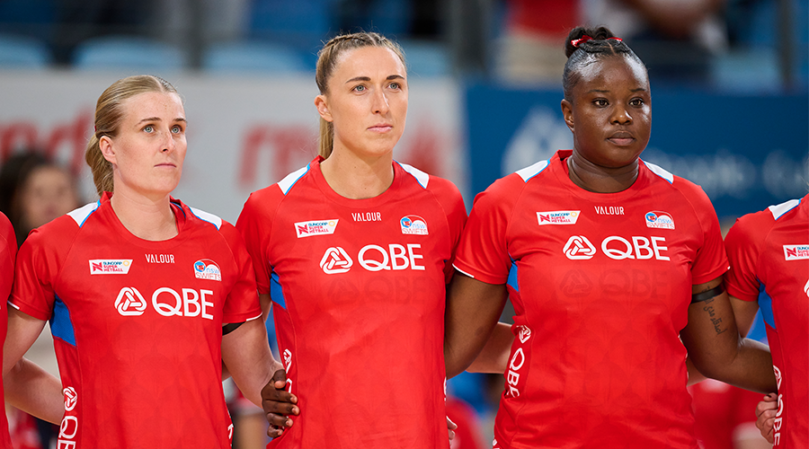 NSW Swifts Maddy Turner, Sarah Klau and Samantha Wallace-Joseph